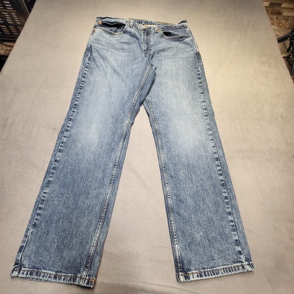 Levis 559 Jeans Mens 34x29 Blue Relaxed Fit Straight Leg Denim Distressed